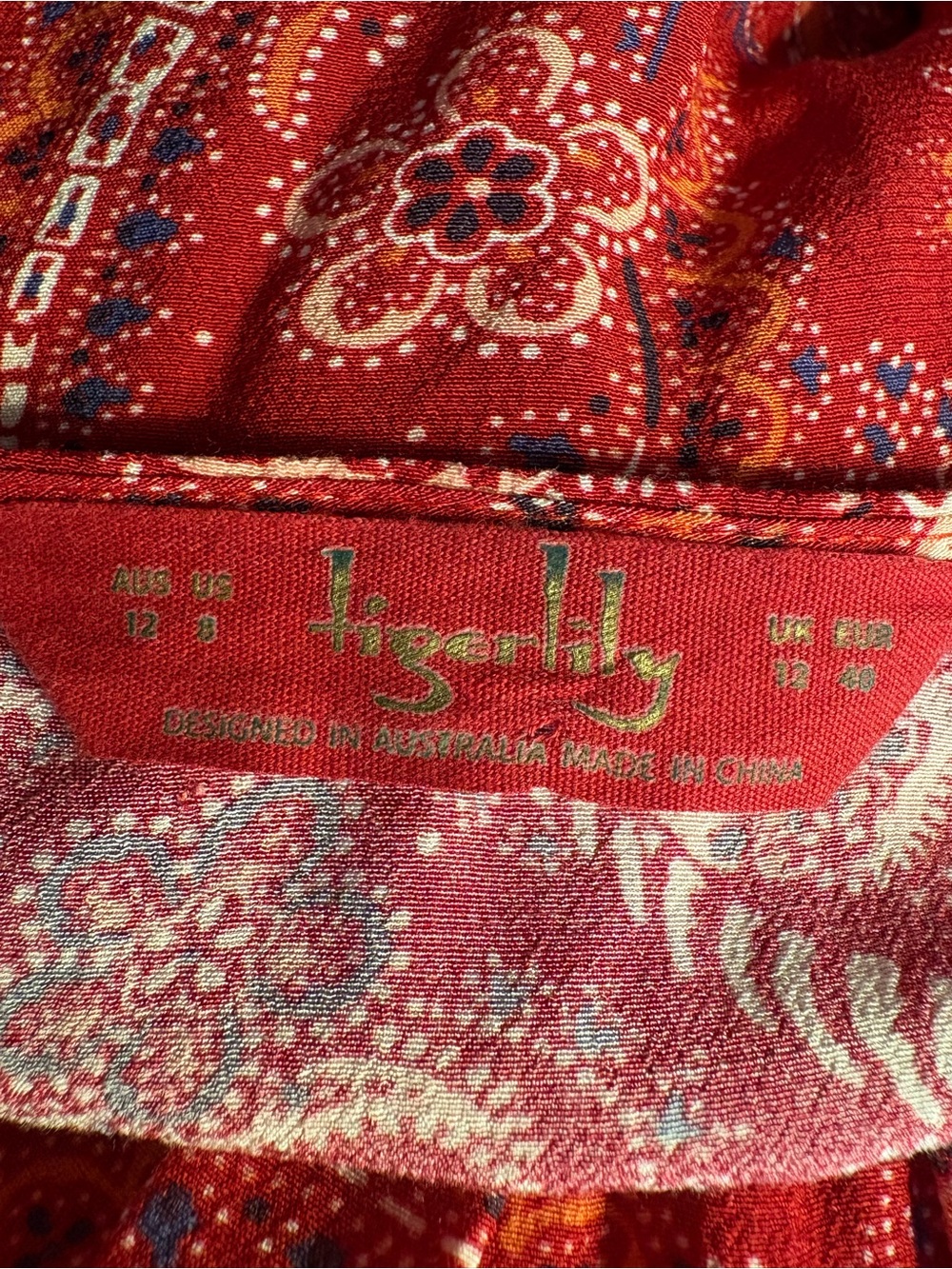 Tigerlily Mayfield Paisley Smock Dress Size Us 8 Au 12 Festival Boho Chic Flowy - Picture 10 of 10
